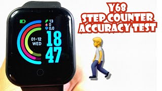 Y68 SMARTWATCH STEP COUNTER ACCURACY TEST  ENGLISH [upl. by Stinky520]