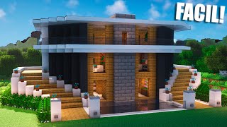 ✔ Como hacer una CASA MODERNA en Minecraft para Survival 🏡 [upl. by Wendolyn889]