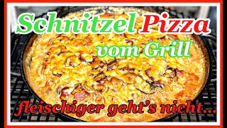 Schnitzel Pizza aus der Gusspfanne vom Grill [upl. by Henson]