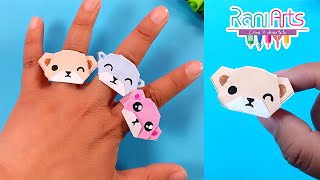 DIY  Anillos de OSOS kawaii  anillos de papel fáciles Origami [upl. by Tonjes]