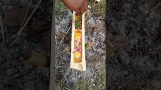 Bamboo egg recipe preparation viralcontent foodlover foodielife traveling forest food [upl. by Alidus]