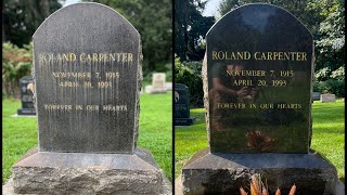 Removing Hard Water Stains From A Headstone [upl. by Aguie497]