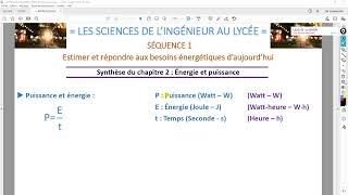 Sciences de lingénieur  Synthèse de cours  Efficacité énergétique [upl. by Sirref]