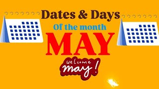 Important Dates amp Days of the month MAYDjullieyoutube channelviral video [upl. by Vidovic]