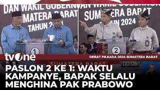 KERAS Paslon 2 Sebut Cagub 1 Penjilat Prabowo Kemaren Ngehina  Debat Pilgub Sumbar tvOne [upl. by Nymsaj]