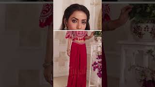 Red Satin Zari Work Draped Style Party Wear Salwar KameezSL13772 [upl. by Ellis]