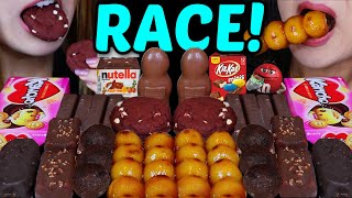 ASMR LEFTOVER DESSERT RACE DANGO MOCHI CHOCOLATE CAKE BALLS KITKAT ICE CREAM NUTELLA KINDER 먹방 [upl. by Alfonzo]