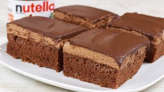 Saftige Nutella Schnitten  Nutella Kuchen I Schokoladen Kuchen [upl. by Llimaj]