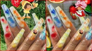 How to do Vintage Strawberry Shortcake milk bath nails [upl. by Halimak]