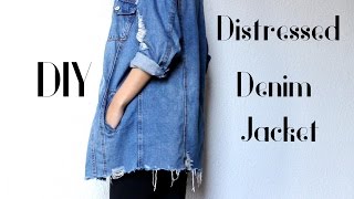 DIY Distressed Denim Jacket  Ripped Bottom Easy Tutorial  CillasMakeup88 [upl. by Lorine]