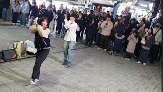 STREET ARTIST YU KAGAWA amp HYOJIN INTERACTIVE HONGDAE BUSKING 240111 [upl. by Isyed47]