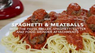 Homemade Spaghetti and Meatballs with the KitchenAid Pasta Roller and Cutter and MeatFood Grinder [upl. by Yanetruoc]