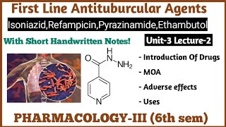 Rifampicin Isoniazid Ethambutol Pyrazinamide  Antitubercular drugs  L2 Unit3 PharmacologyIII [upl. by Ifill]