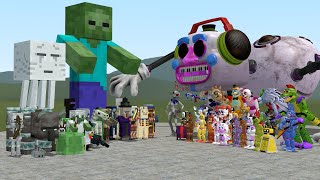 ALL MINECRAFT MOBS VS ALL FNAF 19 SECURITY BREACH ANIMATRONICS In Garrys Mod Five Nights Freddy [upl. by Clancy]