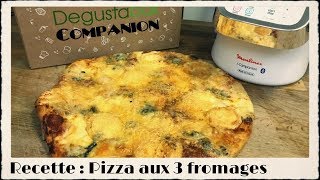 RECETTE  PIZZA AUX 3 FROMAGES  PÂTES A PIZZA COMPANION MOULINEX Recette Sand CookampLook [upl. by Harrietta982]