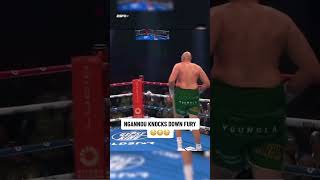 Ngannou knocks down Fury 😮 FuryNgannou Courtesy of ESPN PPV [upl. by Nanerb]