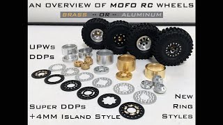 MOFO RC  10quot Wheel Overview UPWs DDPs Super DDPs Island Spacers Rings amp Offset Hubs for SCX24 [upl. by Tilden]