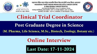 MPharm  PG degree in Science candidates  Online InterviewWalk Interview in TMC VARANASI mpharm [upl. by Akkin]