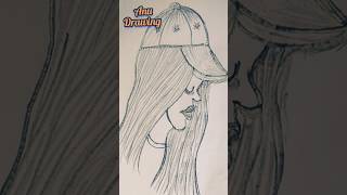 beautiful girl drawing easily step by step for beginnersgirl drawing with captrending shorts [upl. by Atikcir]