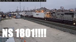 11620 NS 1801 at Elkhart Railcam [upl. by Dougherty]