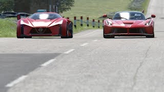 Nissan Concept 2020 Vision GT vs Ferrari LaFerrari at Highlands [upl. by Nirraj532]