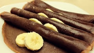 Chocolate Crepe Recipe  French Pancakes with Cocoa [upl. by Elia]