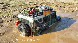 RC  TRX4 Defender mud driving [upl. by Anattar]