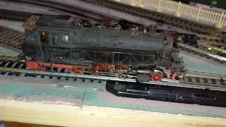 Piko BR 64 DR test run with live derailment and dropping a kingpin fun and games on the layout [upl. by Eanom628]