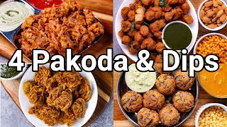 4 Must Try Vegetable Pakora amp Flavoured Dip Recipes  Street Style Veg Pakoda amp Chutney Recipes [upl. by Anirt]