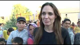 Turkey Angelina Jolie Meets Syrian Refugees [upl. by Arikahs685]