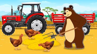 Hardworking farmer and Straw for Dairy Cows  The Bear Farm Life  Funny Vehicle Farm [upl. by Ahsurej601]