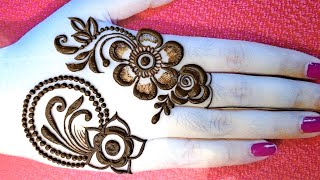 Aasan wala Flower Mehandi ka design backhand  Saral Mehndi designs iji mehandi ki design [upl. by Nila]