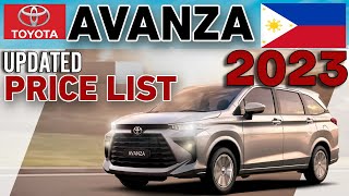 TOYOTA AVANZA 2023 UPDATED PRICE LIST amp SPECS PHILIPPINES [upl. by Harias]