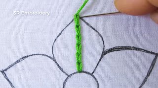 Hand Embroidery New Unique Flower Embroidery Design With Simple Easy Flower Stitch Tutorial [upl. by Arytas388]