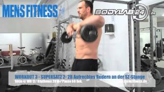 WORKOUT 3 SUPERSATZ 2 2B Aufrechtes Rudern an der SZStange [upl. by Glogau]