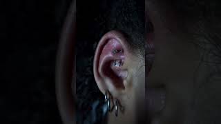 Double Rook Piercing using Base Laboratories Piercing Aftercare Spray to avoid infection [upl. by Loree893]