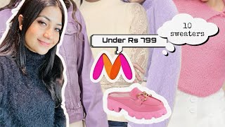 HUGE Myntra Winter Wear Haul Under Rs 799 Trendy Winter Sweaters Jackets amp More Renigraphy [upl. by Rma871]