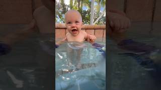 Baby Inhales Water  Baby swim lessons  Submerging baby underwater [upl. by Hopper361]