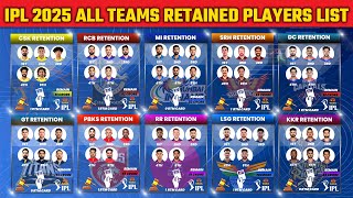 IPL 2025  All IPL teams Retained Players for IPL 2025 Auction  IPL 2025 retention Players List [upl. by Oibesue]