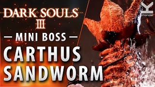 Dark Souls III  Mini Boss  Carthus Sandworm  Smouldering Lake [upl. by Nosirrah823]