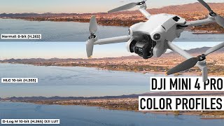 DJI MINI 4 PRO Color Profiles Comparison DLOG M HLG amp NORMAL Profile [upl. by Enelra963]