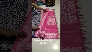 batik print cotton Linen saree  batiksaree linensaree linensarees [upl. by Nethsa]