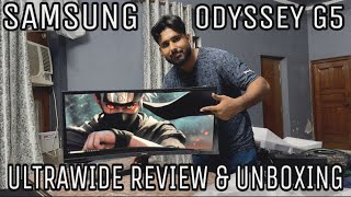 Samsung Odyssey G5 UNBOXING amp REVIEW  34 inch ultrawide  2k curved Monitor  A Value Monitor [upl. by Aynatan]