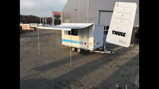 Thule zonneluifel op gesloten Hapert aanhangwagen [upl. by Odnarb]