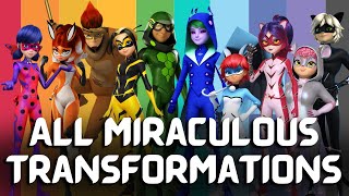 Miraculous ALL Character Transformations and Unifications Seasons 15  Miraculous Ladybug [upl. by Cullan29]