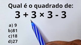 Qual é o quadrado de 3  3 × 3  3 ❓️ [upl. by Aniteb]