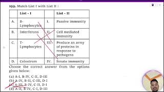 Match List I with List II  List  I List – II A BLymphocytes I Passive immunity B Interferons II [upl. by Boser]