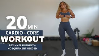 20 MIN AT HOME FULL BODY CARDIO  CORE  NO EQUIPMENT NEEDED  BEGINNER FRIENDLY  CARDIO WORKOUT [upl. by Aenotna]