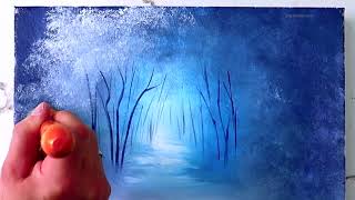 PATHWAY THROUGH THE FROSTED WOODS  Step by Step Acrylic painting techniques  Easy for Beginners [upl. by Suirauqed]