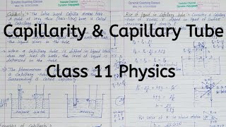 Capillarity  Capillary Tube  Chapter 9  Mechanical Properties of Fluids  Class 11 Physics [upl. by Jolee607]